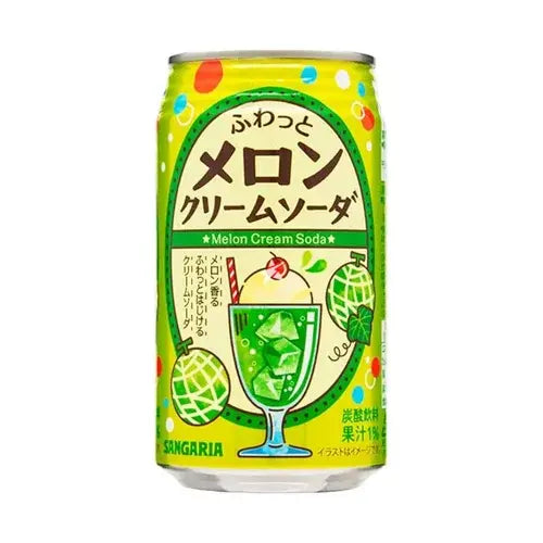 Sangaria Fluffy Melon Cream Soda 350ml/ Gāzēts dzēriens ar meloņu un krējuma garšu, 350 ml - Oishii Asian Mart