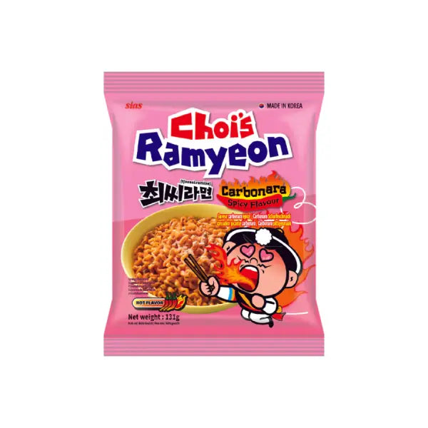 Choi's Spicy Carbonara Ramyeon 131,5g/ Choi’s pikantā karbonāras ramena nūdeles 131,5 g Oishii Asian Mart