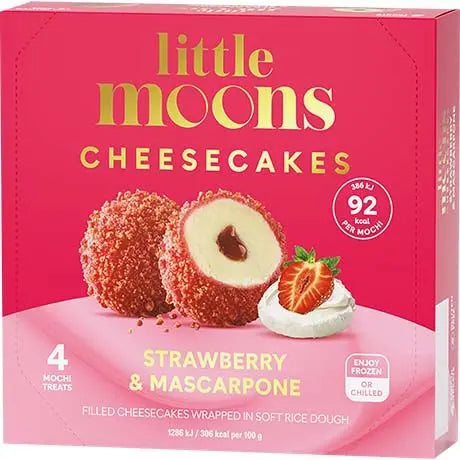 LITTLE MOONS saldējuma moči ar zemeņu un maskarpones siera kūkas garšu, 30 g - Oishii Asian Mart
