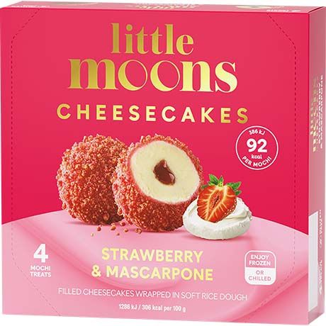 LITTLE MOONS saldējuma moči ar zemeņu un maskarpones siera kūkas garšu, 30 g - Oishii Asian Mart