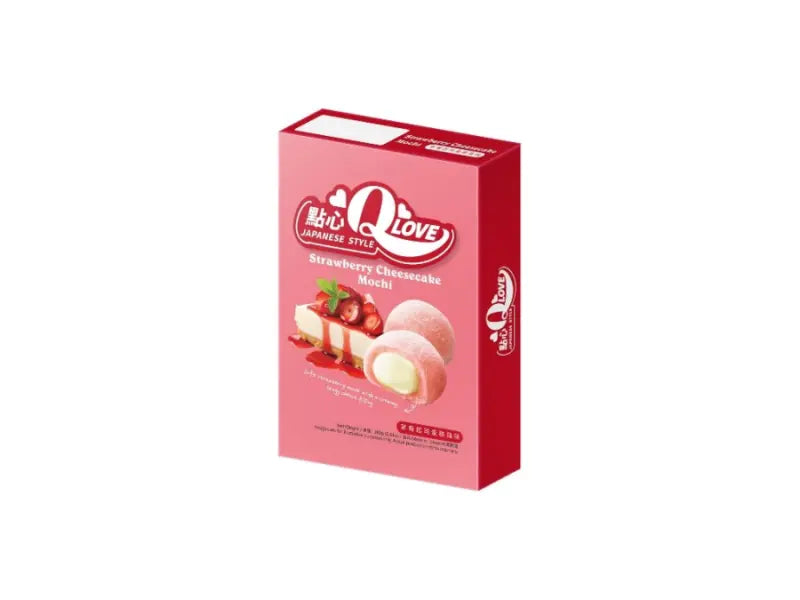 QLove Strawberry Cheesecake Deluxe Mochi 180g/ Zemeņu siera kūkas Deluxe moči 180 g - Oishii Asian Mart