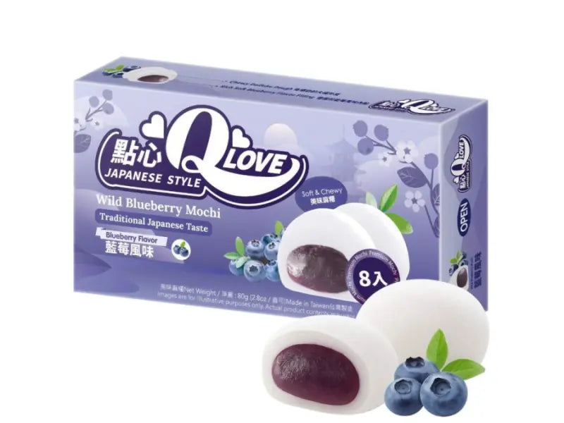 Qlove Blueberry Mochi 80g/ QLove Melleņu moči 80 g - Oishii Asian Mart