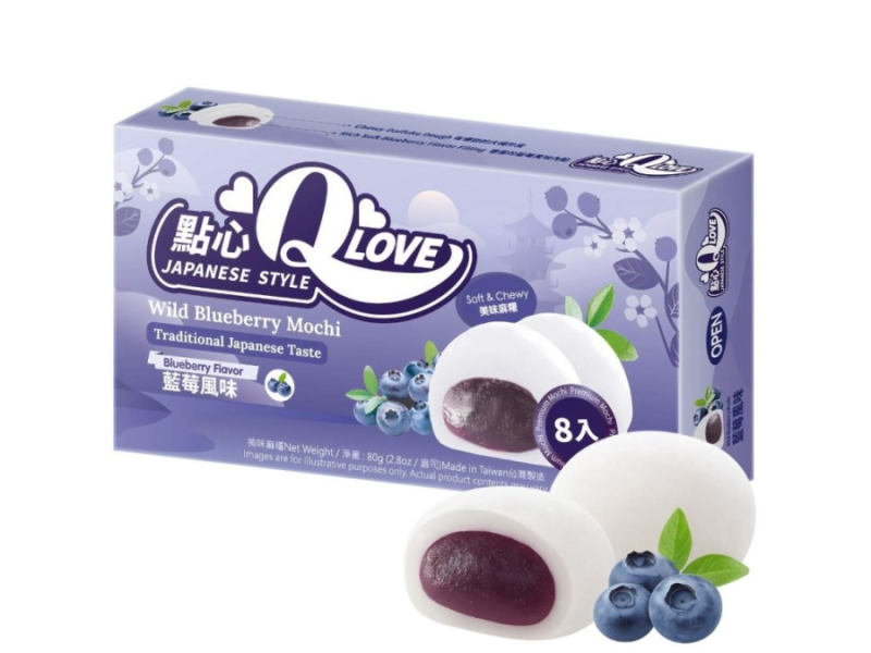 Qlove Blueberry Mochi 80g/ QLove Melleņu moči 80 g - Oishii Asian Mart