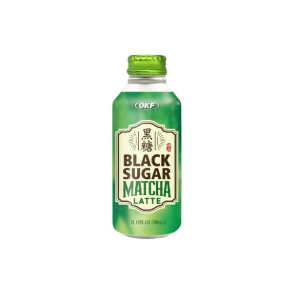 OKF Black Sugar Matcha Latte Drink 390ml/ OKF Melnais cukurs Matcha Latte dzēriens 390 ml