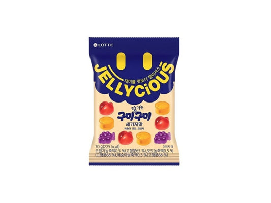 Lotte Jellycious Mixed Fruits Gummy 70g/ Lotte Jellycious jauktu augļu želejas 70 g