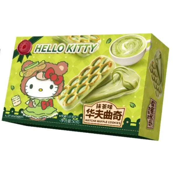 Hello Kitty Matcha Waﬄe Cookie 50g/ Hello Kitty Matcha vafeļu cepums 50 g - Oishii Asian Mart