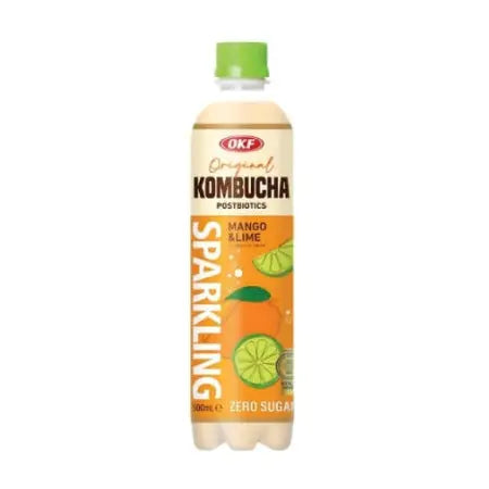 OKF Kombucha Mango Lime Sparkling Drink 500ml/ Kombucha Mango laima gāzēts dzēriens 500 ml - Oishii Asian Mart