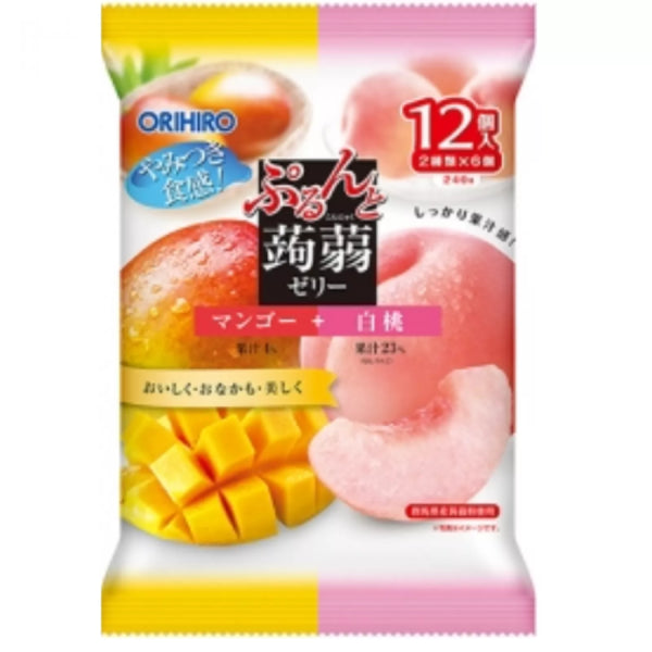 ORIHIRO Konjac Jelly Mango & Peach/ Konjaka želeja ar mango un persiku garšu 240 g - Oishii Asian Mart