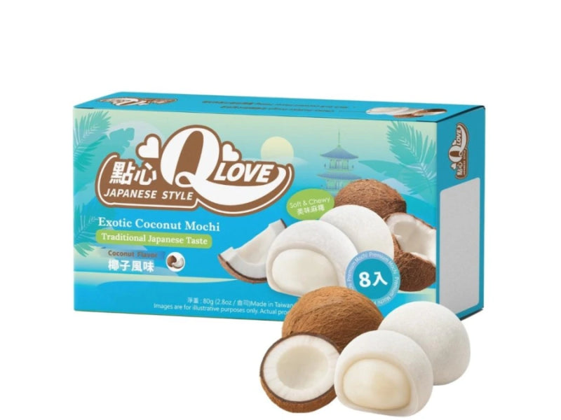 QLove Exotic Coconut Mochi 80g/ QLove Eksotiskā kokosriekstu moči 80 g QLove