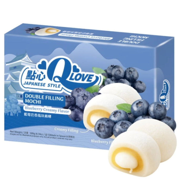 QLove Creamy Blueberry Double Filling Mochi 180g/ Krēmīgie melleņu moči ar dubulto pildījumu 180 g QLove