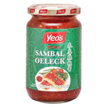 Jar of Yeo's Sambal Oeleck on a white background