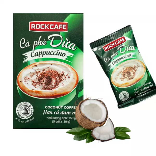 ROCKCAFE Coconut Cappuccino 30g (1 sachet)/ ROCKCAFE Kokosriekstu kapučīno 30g (1 pacina) ROCKCAFE