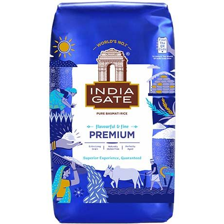 INDIA GATE Basmati Rice Premium 1 kg/ INDIA GATE augstākās kvalitātes basmati rīsi, 1 kg Oishii Asian Mart
