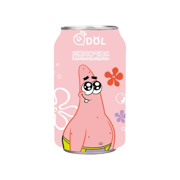 QDol Spongebob Peach Sparkling Drink 330ml/ QDol SpongeBob persiku gāzētais dzēriens 330 ml Oishii Asian Mart