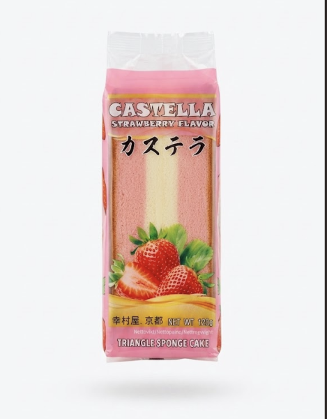 FORTUNE HOUSE Castella Strawberry 120g/ FORTUNE HOUSE Castella biskvīts ar zemeņu garšu 120 g FORTUNE HOUSE