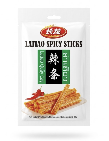 Latiao Spicy Stick 90g/ Latiao pikantās kviešu uzkodu nūjiņas 90 g Oishii Asian Mart