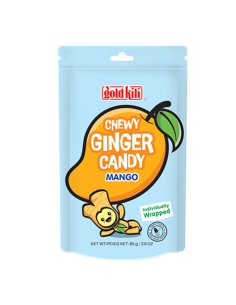 Gold Kili Chewy Ginger Candy Mango 85g/ GOLD KILI košļājamās ingvera konfektes ar mango garšu 85 g