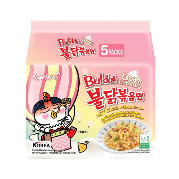 SAMYANG BULDAK Cream Carbonara 140g (5x140g)/ SAMYANG BULDAK krēmīgās karbonāras (5x140g)