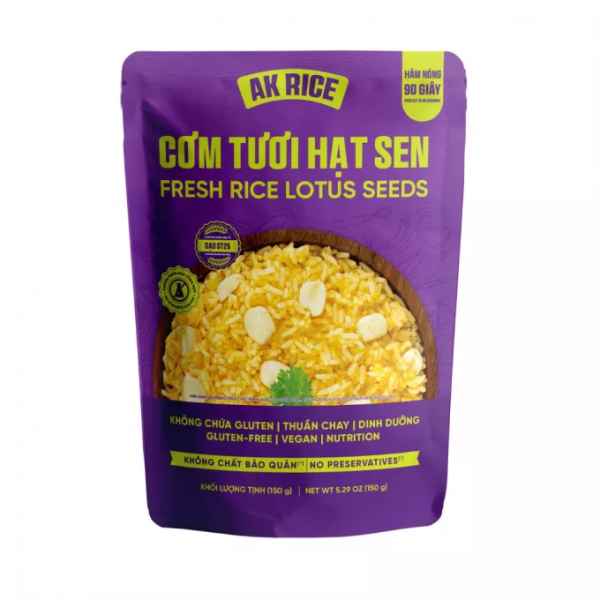 AKRICE Fresh Rice WIth Lotus Seeds 150g/ AKRICE svaigie rīsi ar lotosa sēklām, 150 g