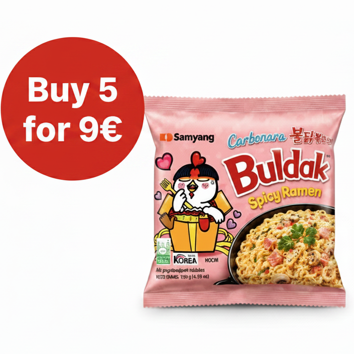 Samyang Buldak Carbonara Noodles 130g X 5/ Samyang Buldak karbonara nūdeles 130g X 5