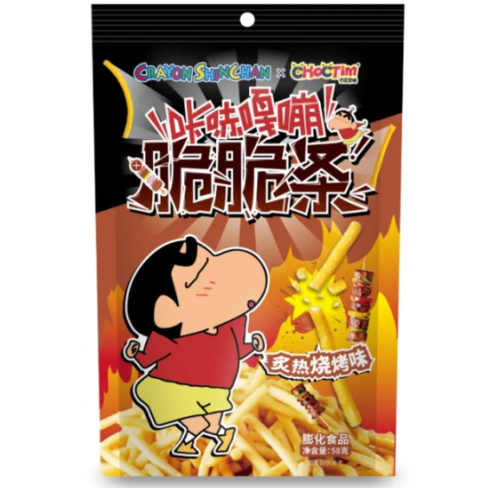 Shinchan Hot BBQ Crunchy Sticks 58g/ Shinchan kraukšķīgās standziņas ar pikanto BBQ garšu, 58 g