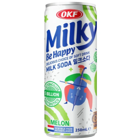 OKF Milky Melon Milk Sparkling Drink 250ml/ OKF Milky melones piena gāzētais dzēriens, 250 ml