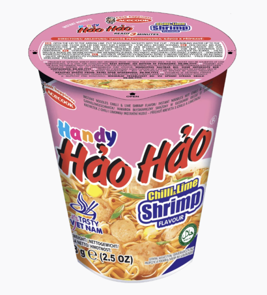 Hao Hao Shrimp Spicy Noodle 78 g/ Hao Hao ātri pagatavojamās nūdeles ar pikantu garneļu garšu, 78 g