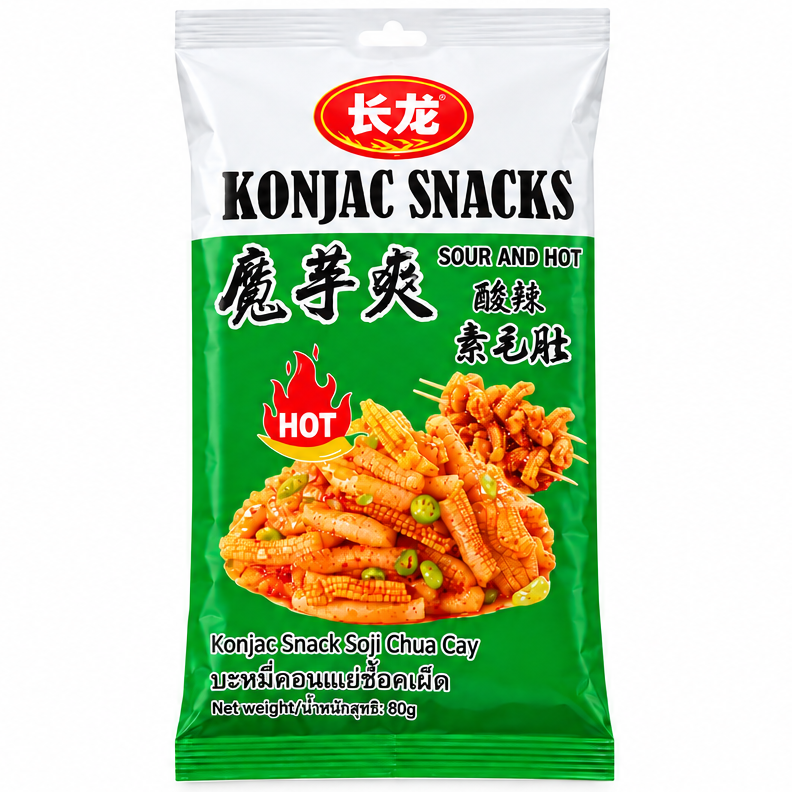 Konjac Shuang Hot & Sour 80g/ Konjac Shuang Skāba un Asa garša Individuālais iepakojums 80g