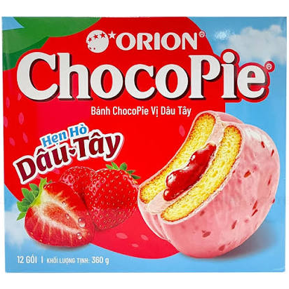Orion Chocopie Strawberry 360g/ Orion šokolādes pīrādziņi ar zemeņu pildījumu, 360 g