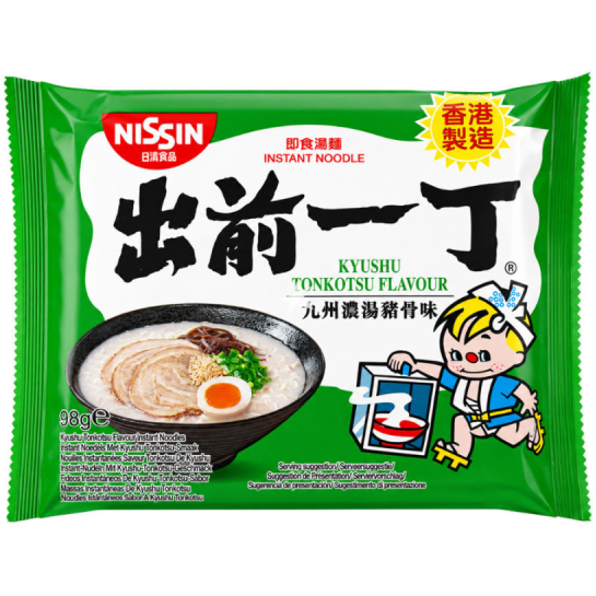 Nissin Demae Ramen Kyushu Tonkotsu 98g/ Nissin Demae ātri pagatavojamās nūdeles ar Kjušu tonkotsu garšu, 98 g