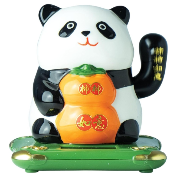 JADE TEMPLE Solar Waving Panda, Porcelain/ JADE TEMPLE saules enerģijas mājošā panda, porcelāns