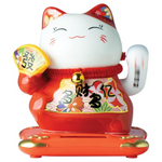 JADE TEMPLE Solar Waving Cat Maneki Neko, Red/ JADE TEMPLE saules enerģijas mājošais kaķis Maneki Neko, sarkans
