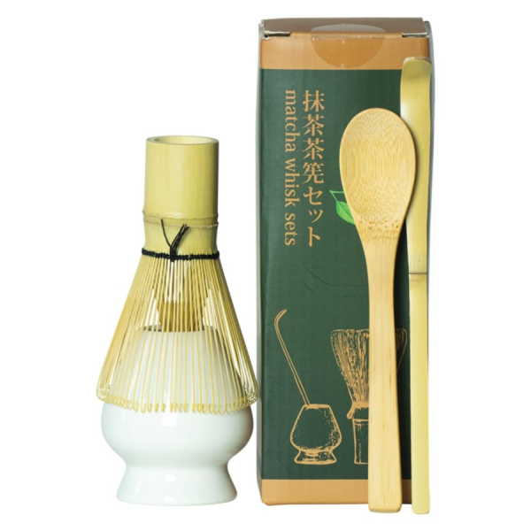 JADE TEMPLE Matcha Whisk Set (bamboo whisk, holder, 2 spoons)/ JADE TEMPLE matcha slotiņas komplekts (bambusa slotiņa, turētājs, 2 karotītes)