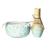 JADE TEMPLE Matcha Tea Set Green (bowl, whisk with holder, spoon)/ JADE TEMPLE matcha tējas komplekts, zaļš (bļoda, slotiņa ar turētāju, karotīte)