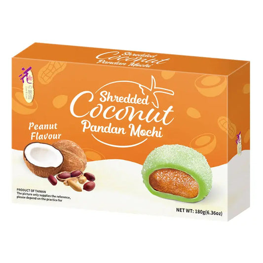LL Coconut Pandan Mochi Peanut 180g/ LL Kokosriekstu un pandana Mochi 180g - Oishii Asian Mart