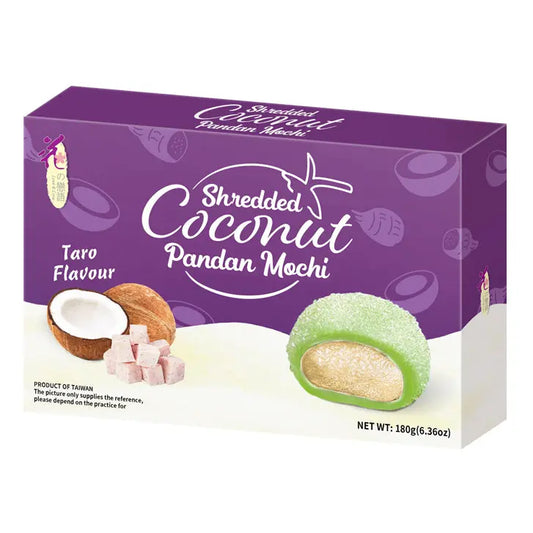 LL Coconut Pandan Mochi Taro 180g/  LL Kokosriekstu, pandana un taro Mochi 180g - Oishii Asian Mart