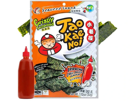 Tao Kae Noi Crispy Sriracha Chilli Seaweed 32g/ Tao Kae Noi kraukšķīgas sriracha čili jūraszāles 32g