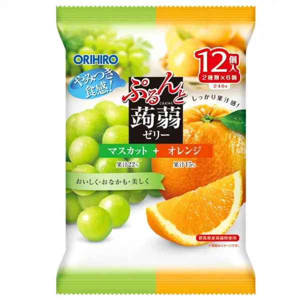 ORIHIRO Prune & Konjac Jelly Muscat & Orange/ ORIHIRO žāvētas plūmes un konjakas želejas muskats un apelsīns
