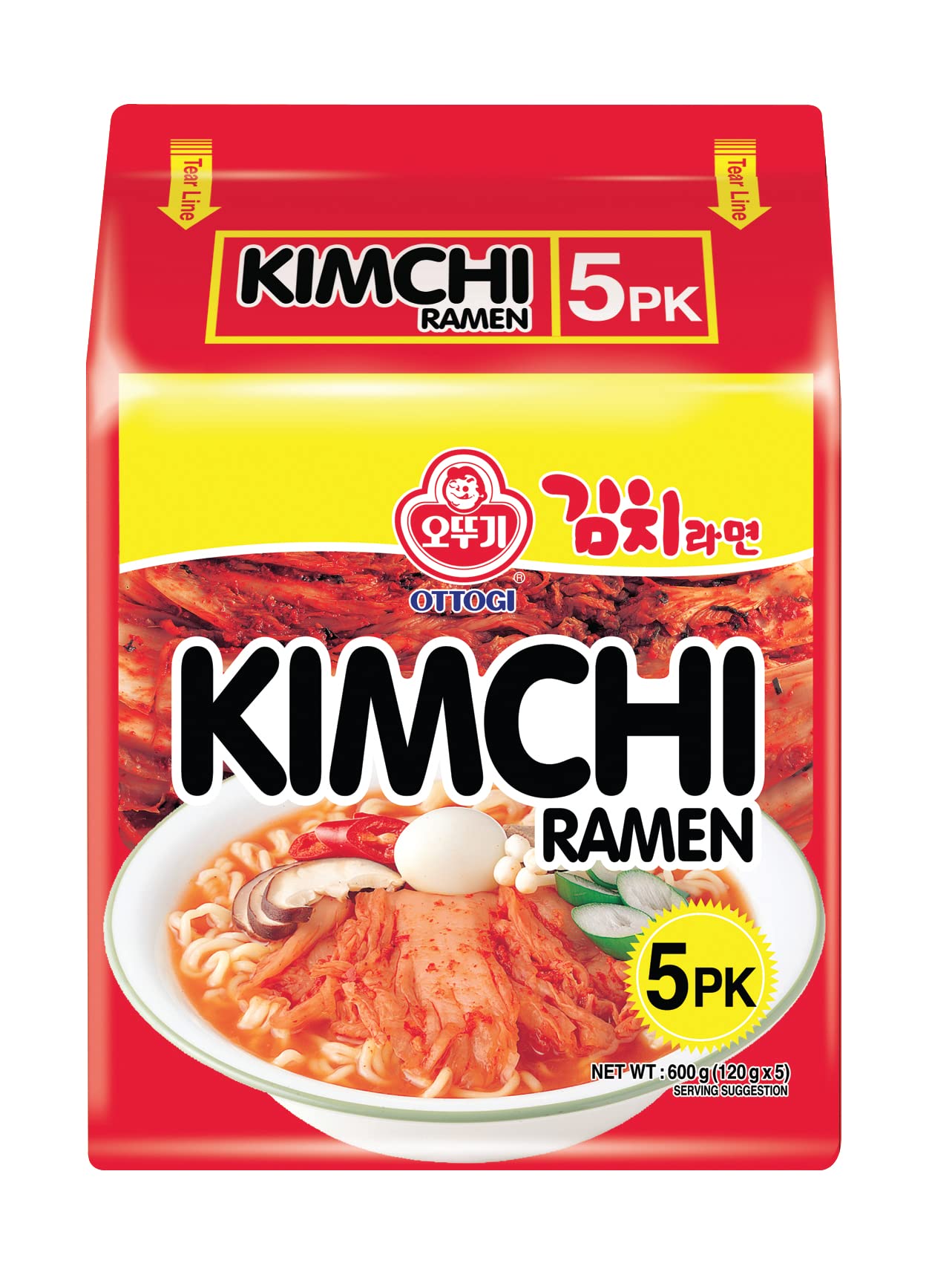 Ottogi Ramen Kimchi (5 x 120g)/ OTTOGI ramen ar kimči garšu (5 × 120 g)