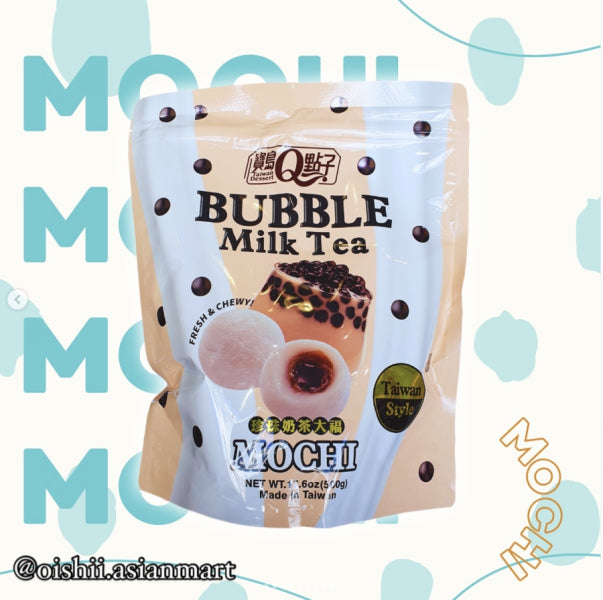 Q-BRAND Bubble Milk Tea Mochi 500G/ Q Burbuļtējas Piena Mochi 500G