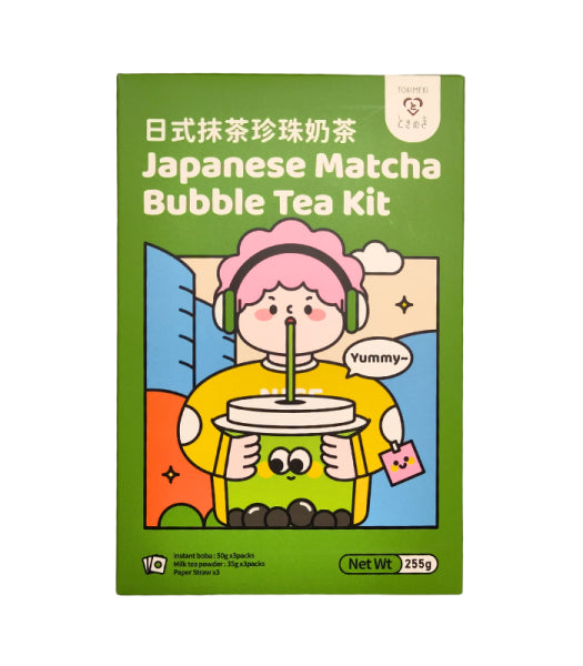 Tokimeki Bubble Tea Kit, Matcha Flavour- with paper salm/ Tokimeki Bubble Tea Kit, Matcha garša- ar papīra salmiņiem 