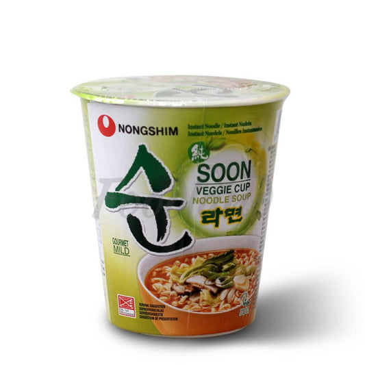 NONGSHIM Soon Veggie Ramyun Noodles Cup/ NONGSHIM Soon Dārzeņu Ramjunas Nūdeles Kausā 