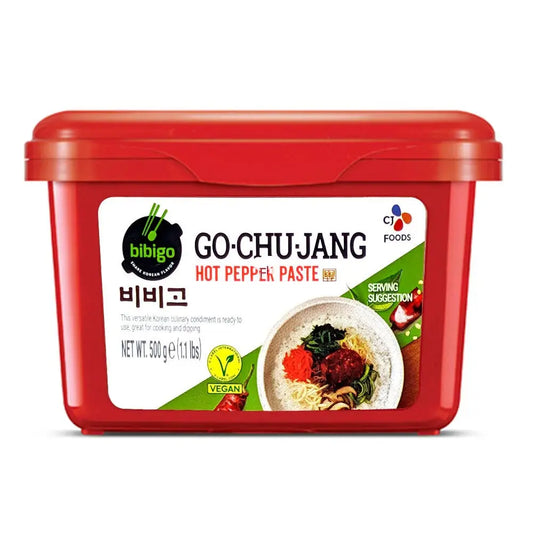 Bibigo Gochujang Hot Pepper Paste 500g Vegan / Bibigo Gochujang aso piparu pasta 500g (Vegānu) - Oishii Asian Mart