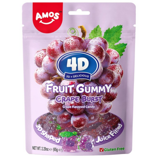 AM Grape 4D Fruit Gummy 65g/ AM vīnogu garšas 4D augļu želejkonfektes 65 g