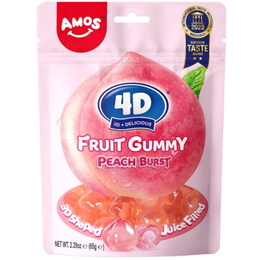 AM Peach 4D Fruit Gummy 65g/ AM persiku 4D augļu gumijas konfektes 65 g Oishii Asian Mart