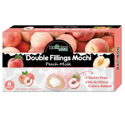 BAMBOO HOUSE Double Filling Peach Mochi 90g/ Bamboo House dubultā pildījuma persiku moči 90 g Oishii Asian Mart