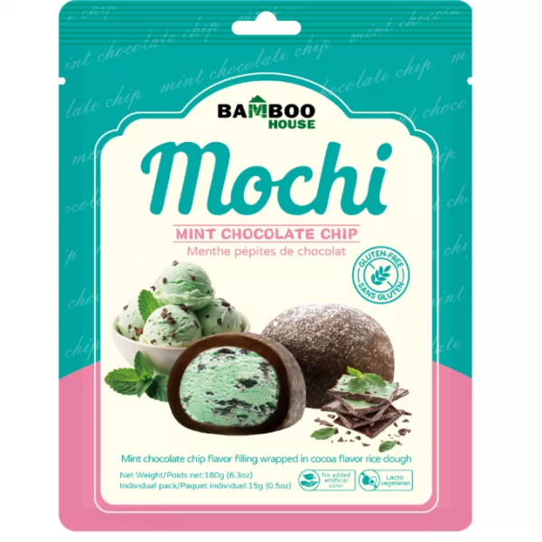 BAMBOO HOUSE Mint Chocolate Chip Mochi 180g/ Moči ar piparmētru un šokolādes gabaliņu garšu 180 g Oishii Asian Mart