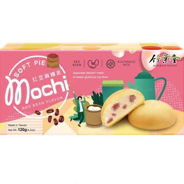 BAMBOO HOUSE Red Bean Mochi Soft Pie 120g/ Mīkstais moči pīrāgs ar sarkano pupiņu pildījumu 120 g BAMBOO HOUSE
