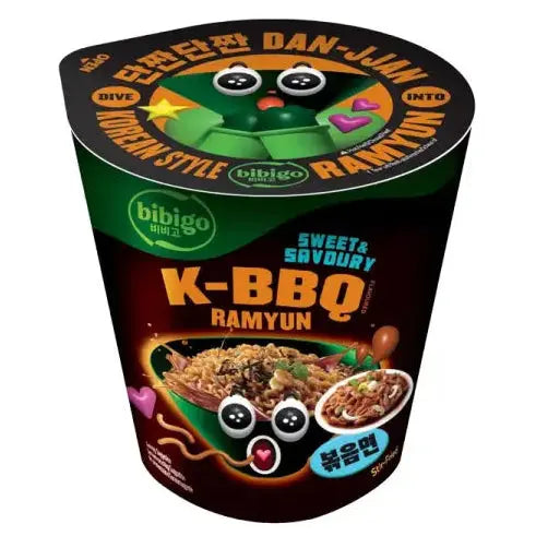 BIBIGO Sweet & Savoury K-BBQ Ramyun 98g/ Bibigo saldi pikantas korejiešu BBQ ramjona nūdeles 98 g Oishii Asian Mart