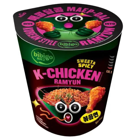 BIBIGO Sweet & Spicy K-Chicken Ramyun 98g/ Bibigo saldi asas korejiešu vistas ramjona nūdeles 98 g Oishii Asian Mart